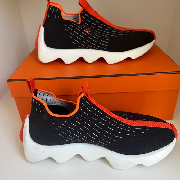 AUTHENTIC Hermès Men's Black Eclair Sneaker Size 40 - Picture 4 of 7